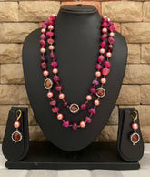 Handcrafted Semi Precious Pink Onyx Beaded Necklace Set By Gehna Shop Beads Jewellery